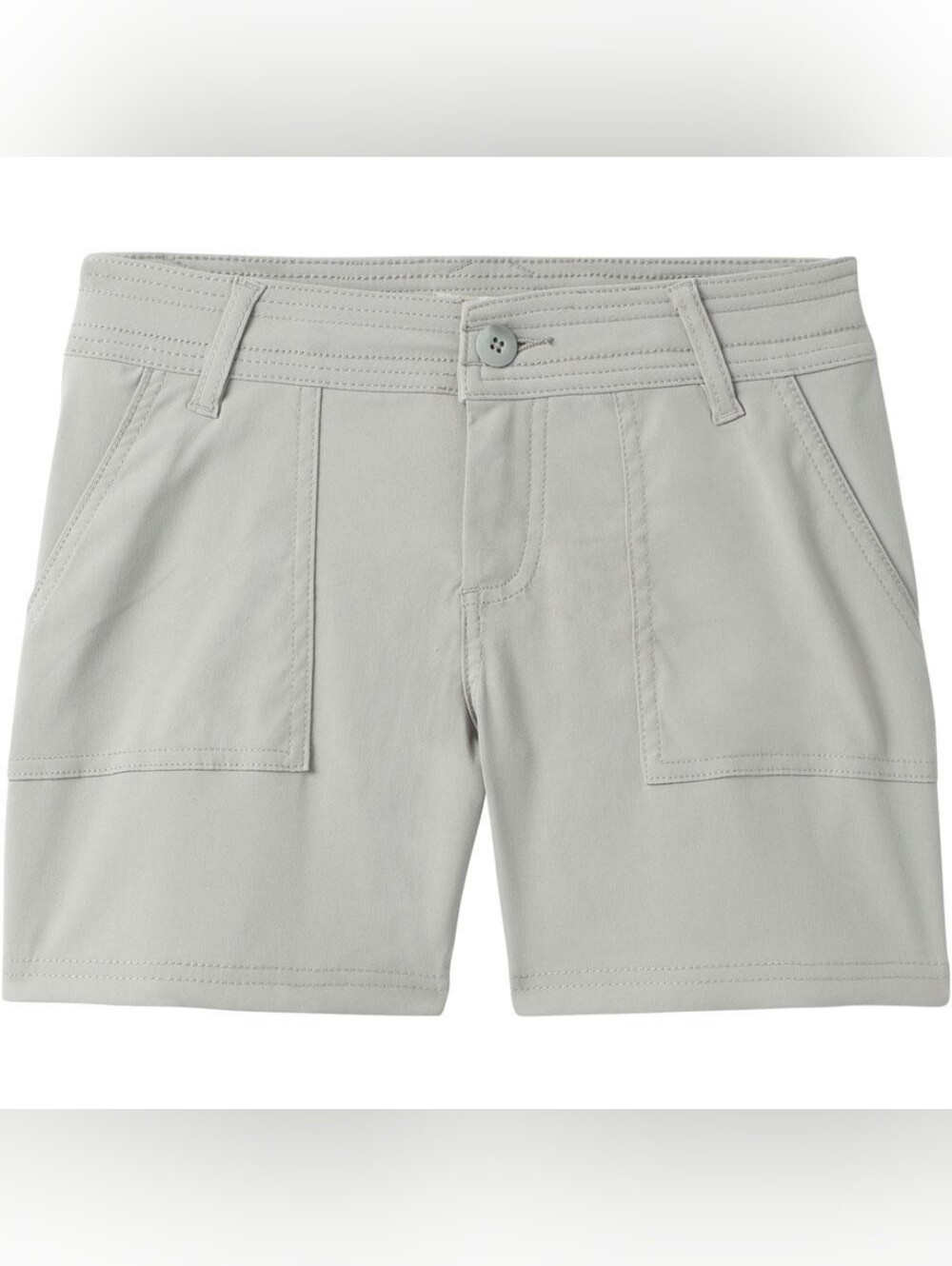 Prana Olivia Stretch Bermunda Shorts Light Gray Mid Rise Athletic Womens 4